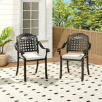 Set Of 2 Outdoor Dining Chairs With Cushions Cast Aluminium