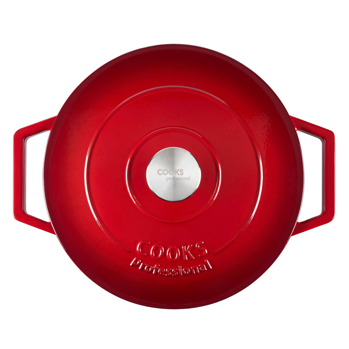 Cast Iron Casserole Dish 26cm Oven Proof Pan & Lid | 26cm | Red