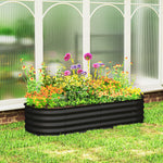 Galvanised Raised Garden Bed Planter Box With Safety Edging | Black