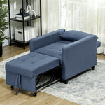 Convertible Single Chair Bed With Upholstered Fabric | Blue