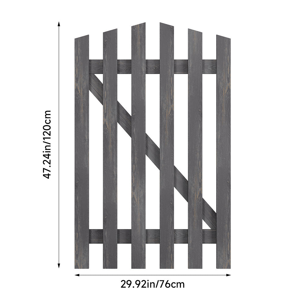 Rustic Wooden Garden Gate With Arched Top Weathered Gray Finish | Small | Grey