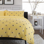 Honey Bee Yellow 200 Thread Count Cotton Rich Reversible Duvet Cover Set | Double | Yellow