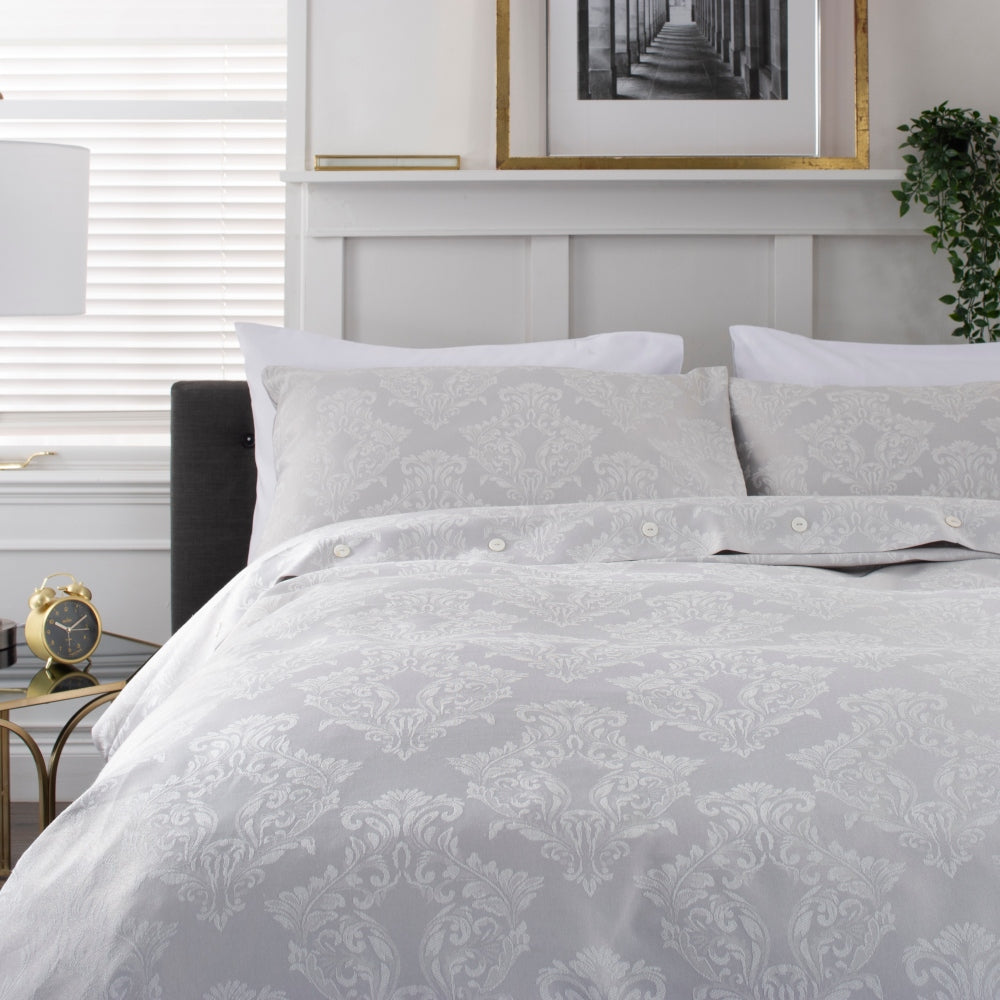 Versailles Jacquard Bedding – Delicate Detailing, Luxurious Comfort | Double | Silver Grey