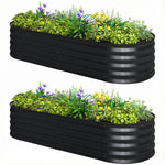 Raised Beds For Garden With Metal Plant Stakes | Set-of-2 | Dark Grey