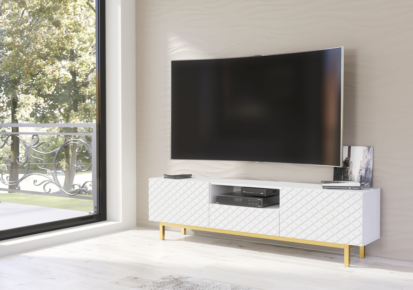 Diamond Luxe Tv Unit 180cm - Deco | White