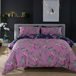 Bird Garden Plum 200 Thread Count Cotton Rich Reversible Duvet Cover Set | Single | Multi Colour