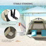 Pop Up Beach Tent For 2-3 Person With Carry Bag, Upf15+ | Khaki