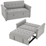 Convertible Pull Out Sleeper Sofa Bed Settee For Living Room, Grey