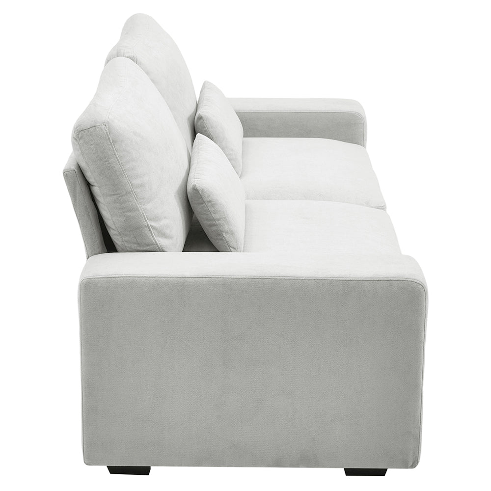 2-seater Chenille Upholstered Sofa With Pillows | Grey