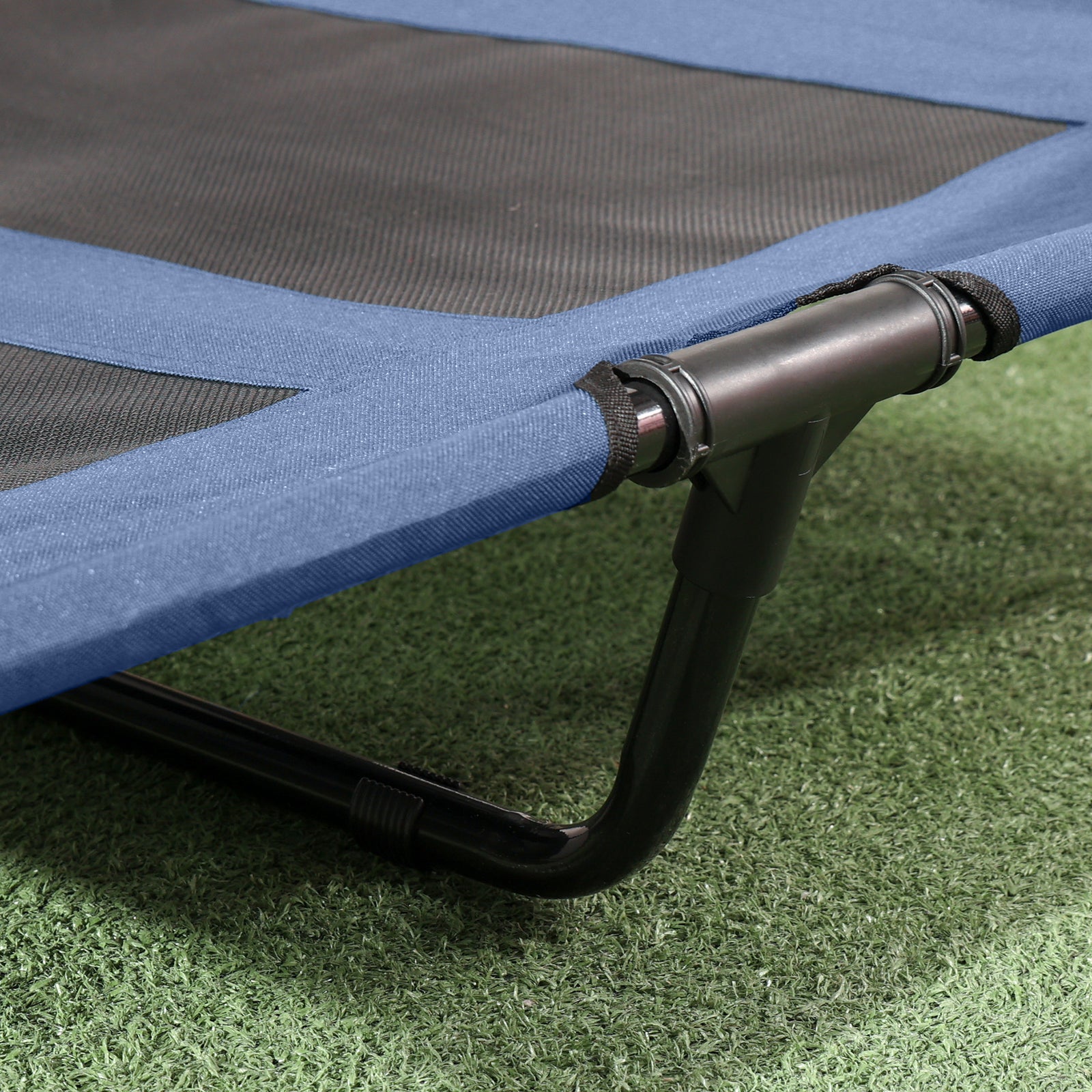 Pawhut 92cm Elevated Dog Bed Cooling Raised Pet Cot Uv Protection Canopy | Blue