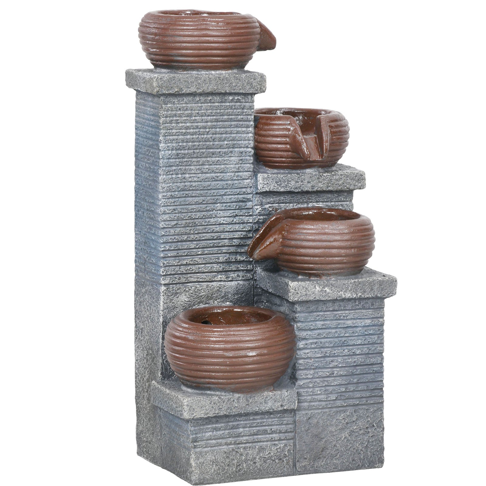 Solar Garden Water Feature, 4 Tiers, Led Lights, 58cm