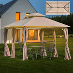 Outdoor Gazebo Canopy Garden Pavilion With Led Solar Light