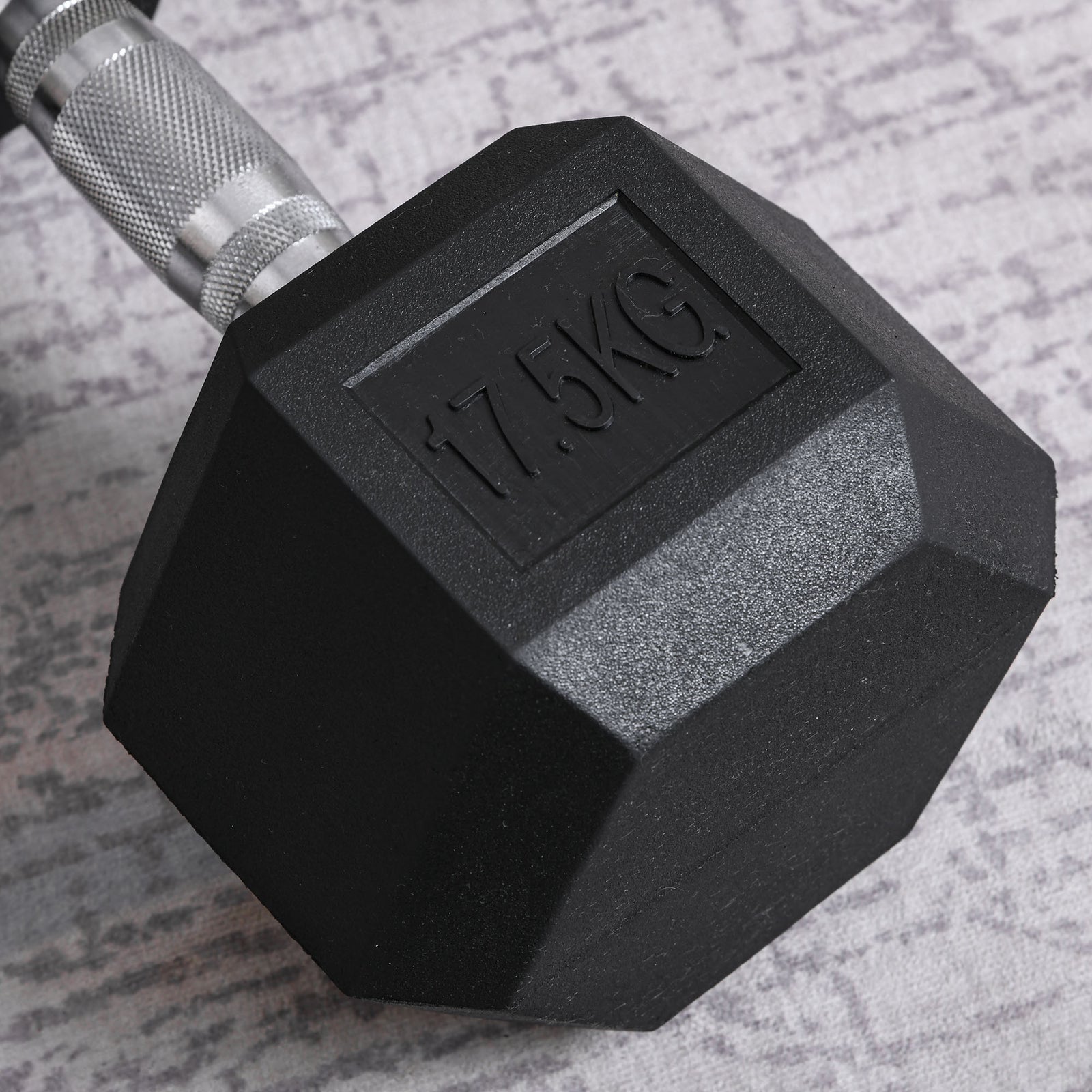 17.5kg Hex Rubber Dumbbell For Home Exercise | Black