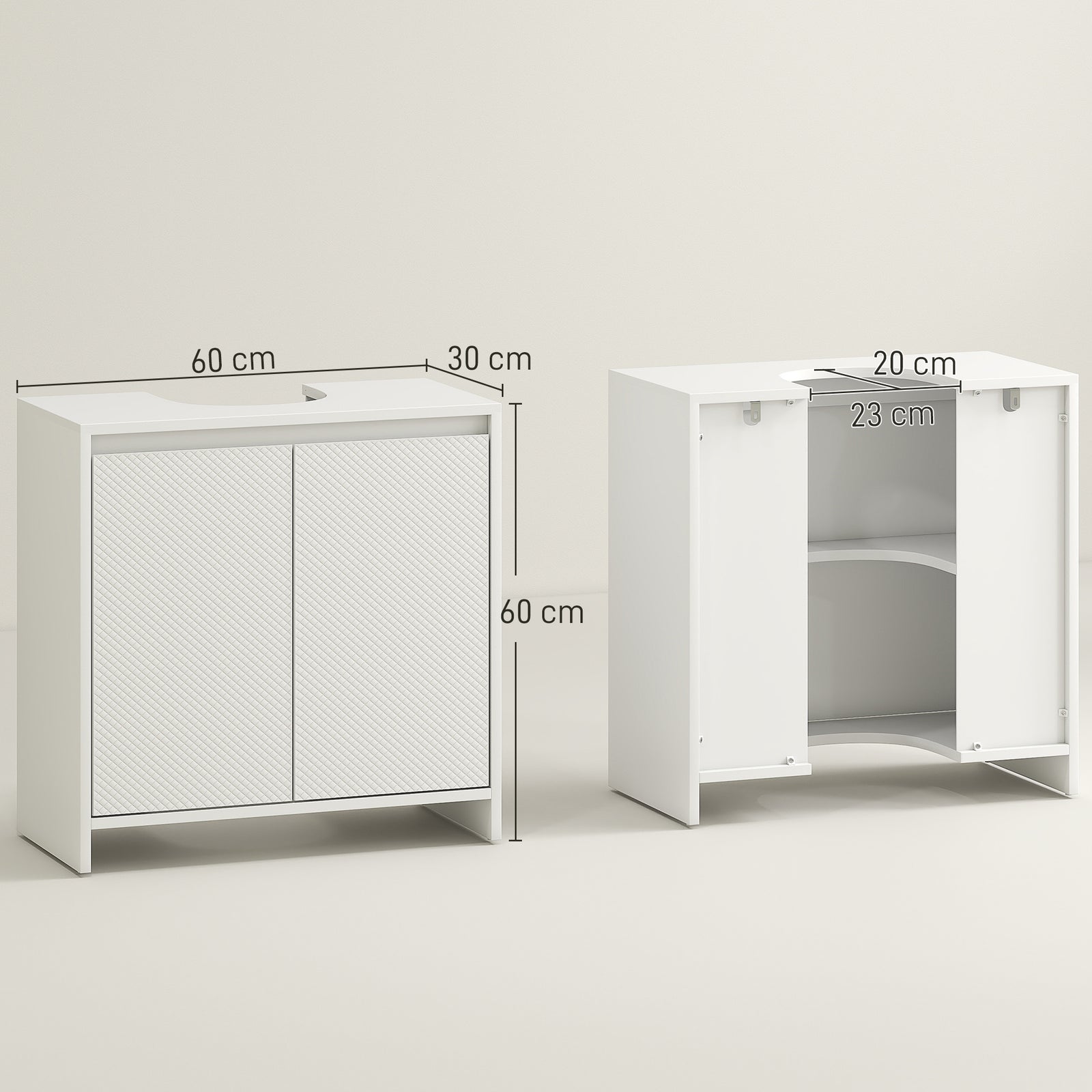 HOMCOM Freestanding Under Sink Cabinet With 2 Doors And Shelf, White