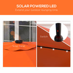 Solar Garden Parasol W/ Led, Tilt | Orange