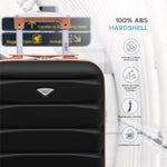 55x35x20cm Cabin Carry On Suitcase Hard Shell Overhead Luggage 100+ Airlines Approved | Cabin | Black & Brown