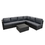 Rattan Modular 7 Piece Furniture Set & 700l Storage Box | Black