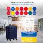 55x40x20cm Lightweight Luggage Hard Shell Cabin Suitcase 60+ Airlines Approved - Carry On Case - 4 Wheels | 55 x 40 x 20cm | Navy Blue