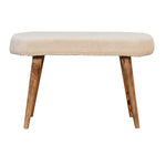 Solid Wood Cream Boucle Nordic Bench