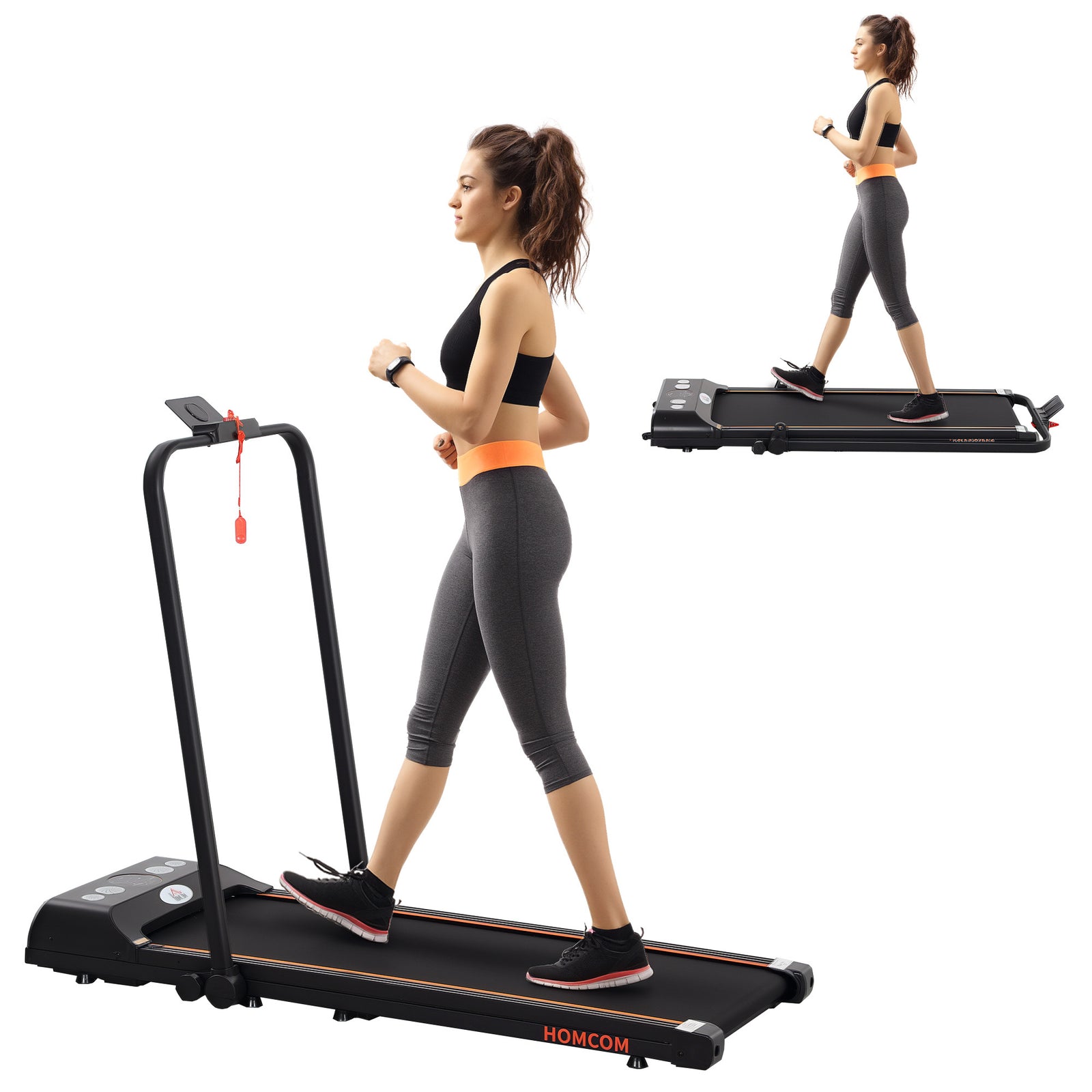 Foldable Walking Treadmill W/ Led Display | Orange