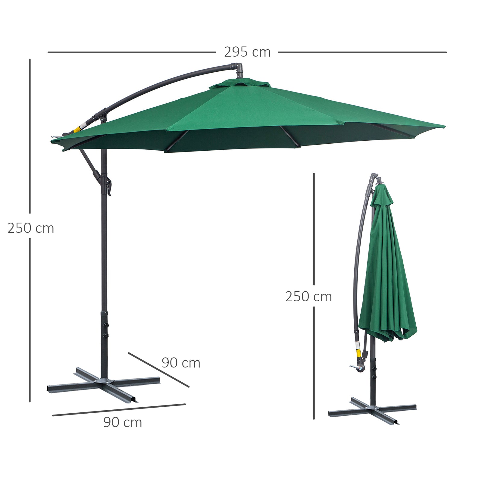 3m Garden Banana Parasol W/ Crank Handle | Green