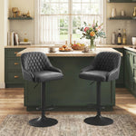 Bar Stools Set Of 2 Adjustable Swivel Counter Height | Black