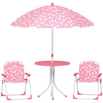 Kids Garden Furniture With 2 Folding Chairs And Umbrella, Pink