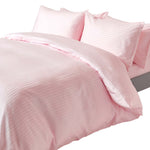 Egyptian Cotton Stripe Duvet Cover With Pillowcase, 330 Tc | Double | Pink