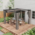 3 X 3(m) Pergola With Retractable Roof And Curtains | Light Slate Gray