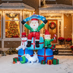 2.2m H Inflatable Santa, Snowman & Elf On Gift Boxes – Outdoor Christmas Decoration With Led Lights, Air Blower & Accessories
