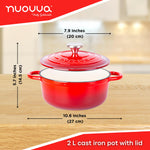 Cast Iron Dutch Oven Casserole Pot With Lid - 20cm (2l)  | Red