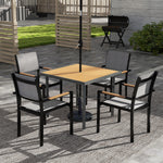90cm Square Garden Table, Wood Effect, Metal Frame