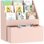 Kids Bookcase W/ 3 Tier Shelves, Drawer, For Bedroom, Nursery | Pink