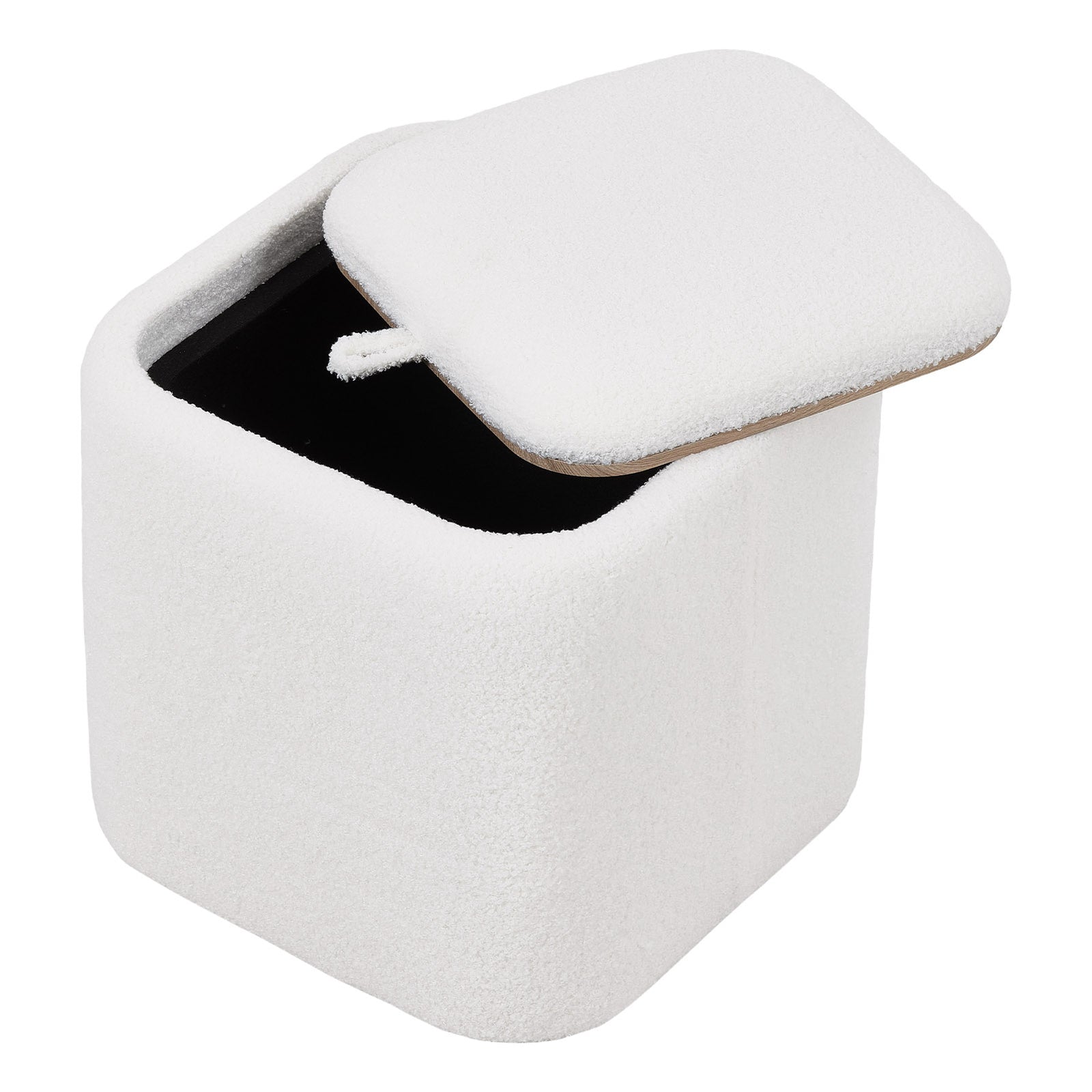 Modern Cube Storage Footstool Ottoman With Reversible Lid | White