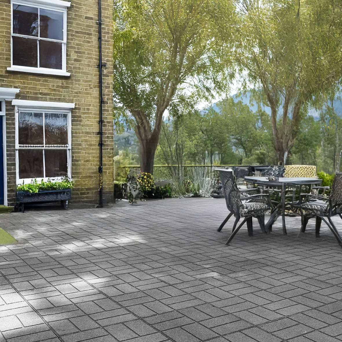 Reversable Garden Stepping Stones Decking Paver 40x40cm | Set of 6 | Dark Grey