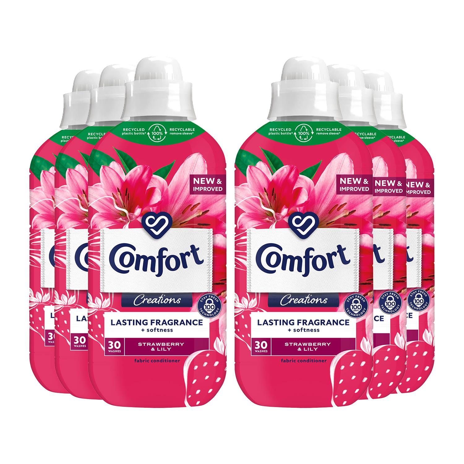 Creations Fabric Conditioner Strawberry & Lily, 30 Washes, 900ml | Set of 6