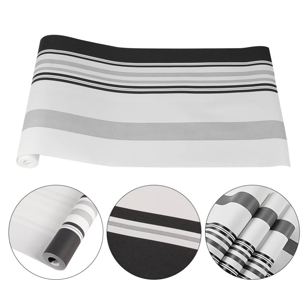 Modern Black White Grey Striped Non-woven Wallpaper