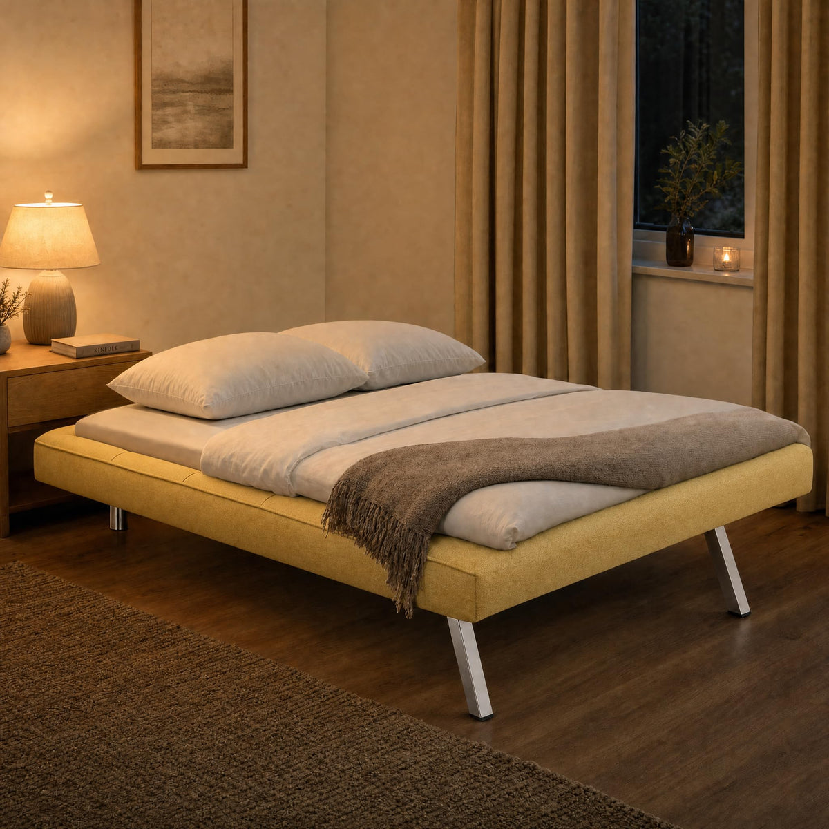 Britney Linen Sofa Bed 3 Seater | Yellow