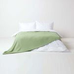 Organic Cotton Waffle Blanket/ Throw | 228cm x 228cm | Sage Green