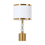 Gold & White Led Table Lamp With Crystal Accents – Cylindrical Fabric Shade, Adjustable Colour Temperature