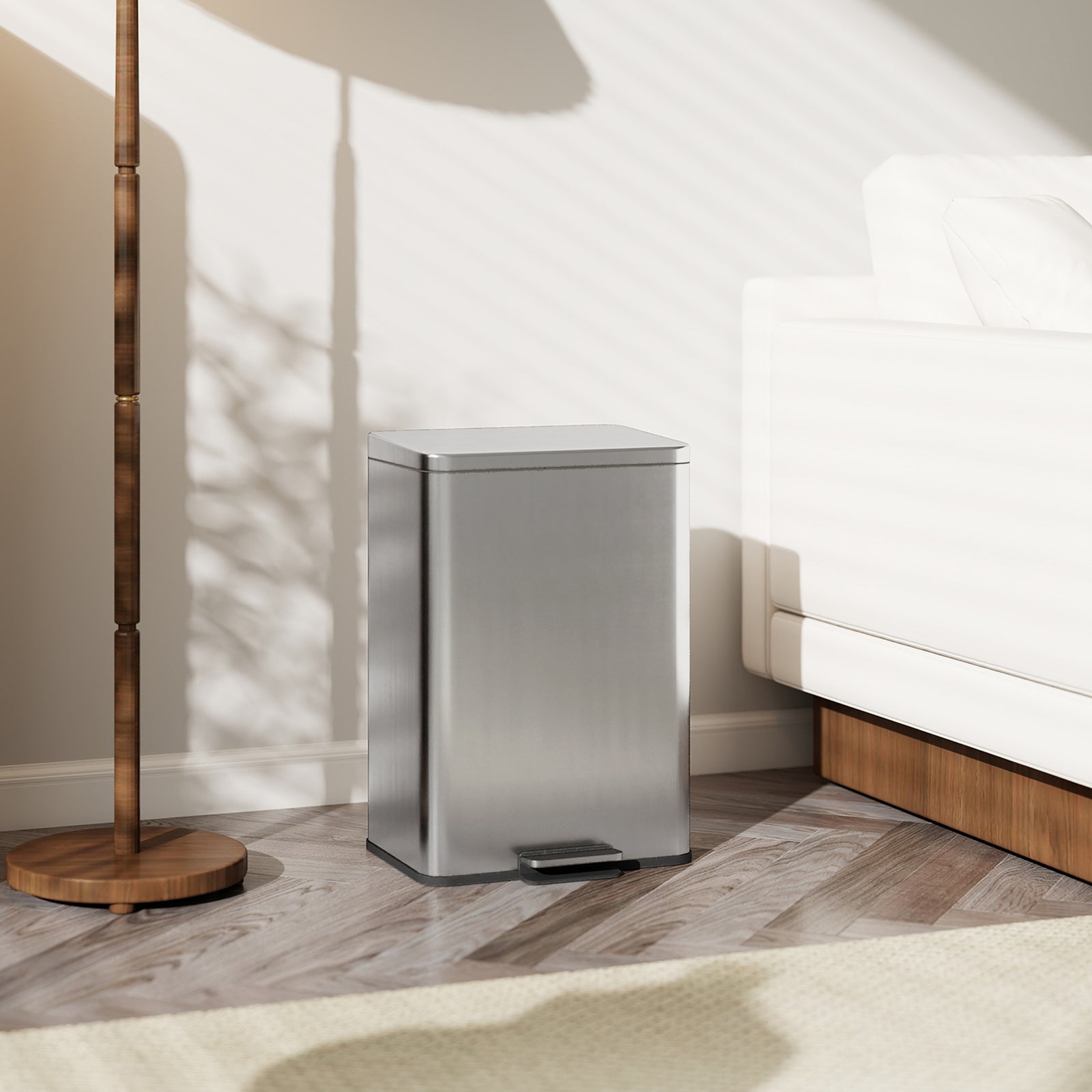 Pedal Bin With Soft-close Lid, 20l Kitchen Bin For Home | Silver
