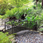 1.2m Metal Garden Bridge With Railings, Vine Pattern, Black