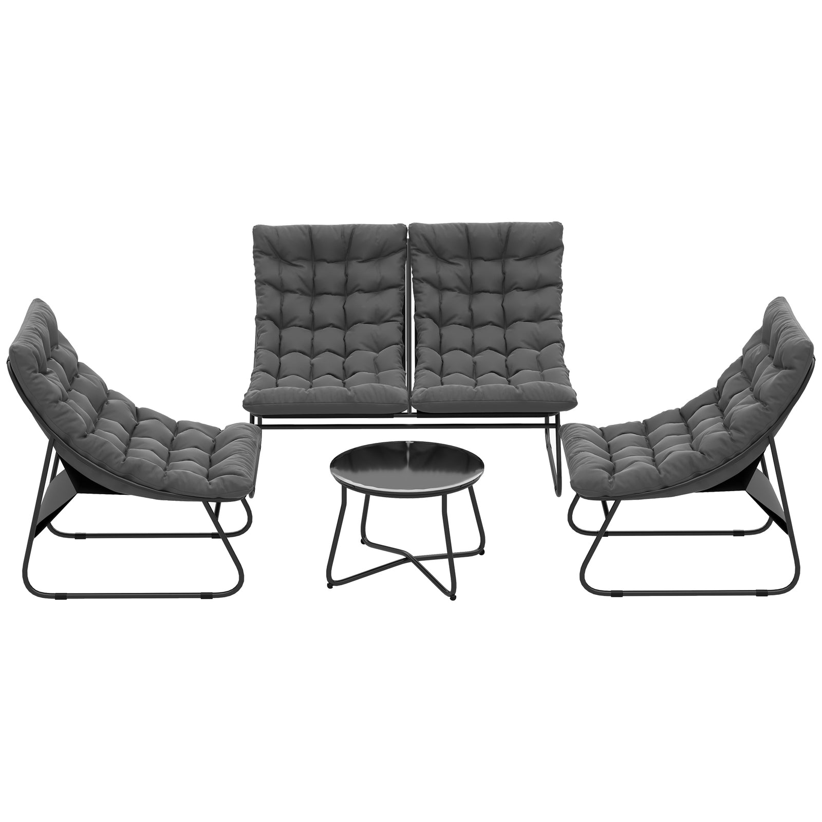 4 Pc Garden Furniture Set With Loveseat, Chairs, Table | Gray