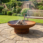 Nicoman Large Corten Steel Rust Fire Pit 70cm Outdoor Round Firepit For Garden