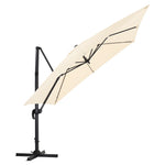 Large Square Patio Parasol With Durable Polyester Canopy, Pa Waterproof Coating, Adjustable Height, 360° Foot Pedal Rotation With Cross Base & Round Base | One Size | Beige