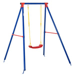 Metal Swing Set W/ Adjustable Rope A-frame Stand Outdoor Playset