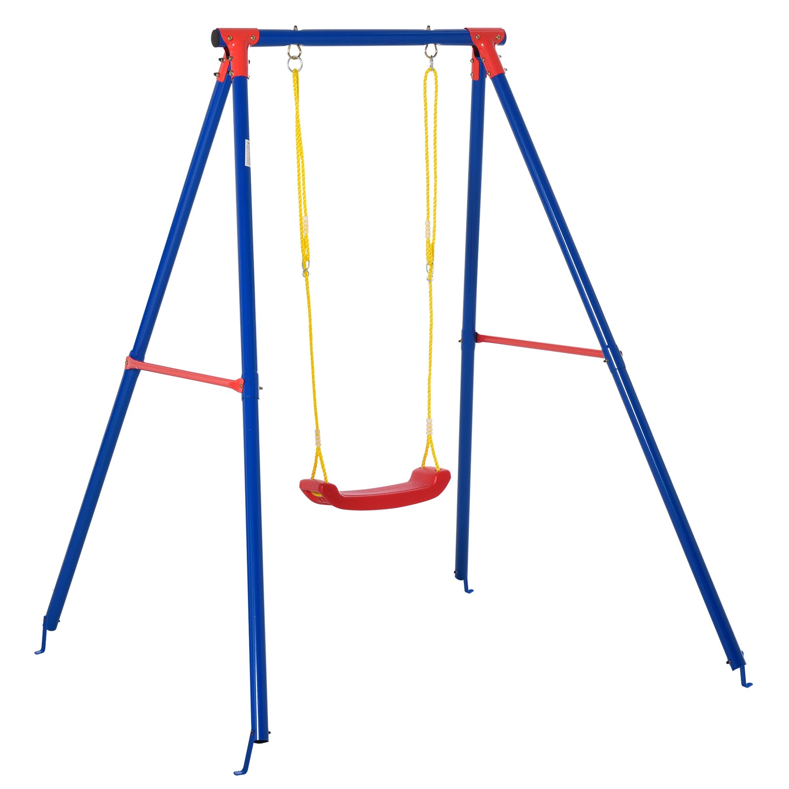 Metal Swing Set W/ Adjustable Rope A-frame Stand Outdoor Playset