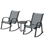Outsunny 3 Pcs Outdoor Rocking Bistro Set, Mesh Fabric, Grey