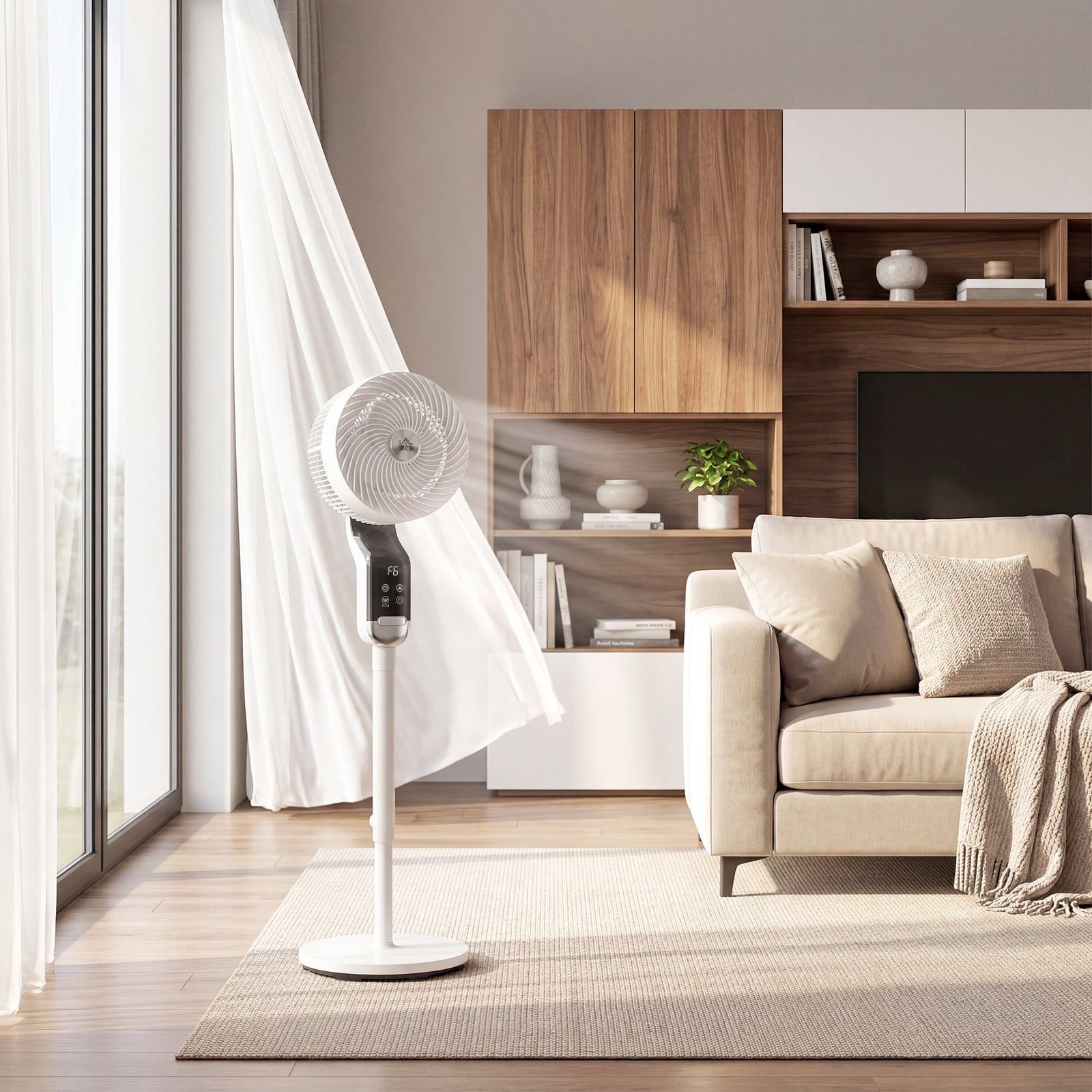 20 Db Standing Fan For Bedroom, Pedestal Fan With Oscillating | White