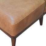 Solid Mango Wood Tan Buffalo Backrest Footstool